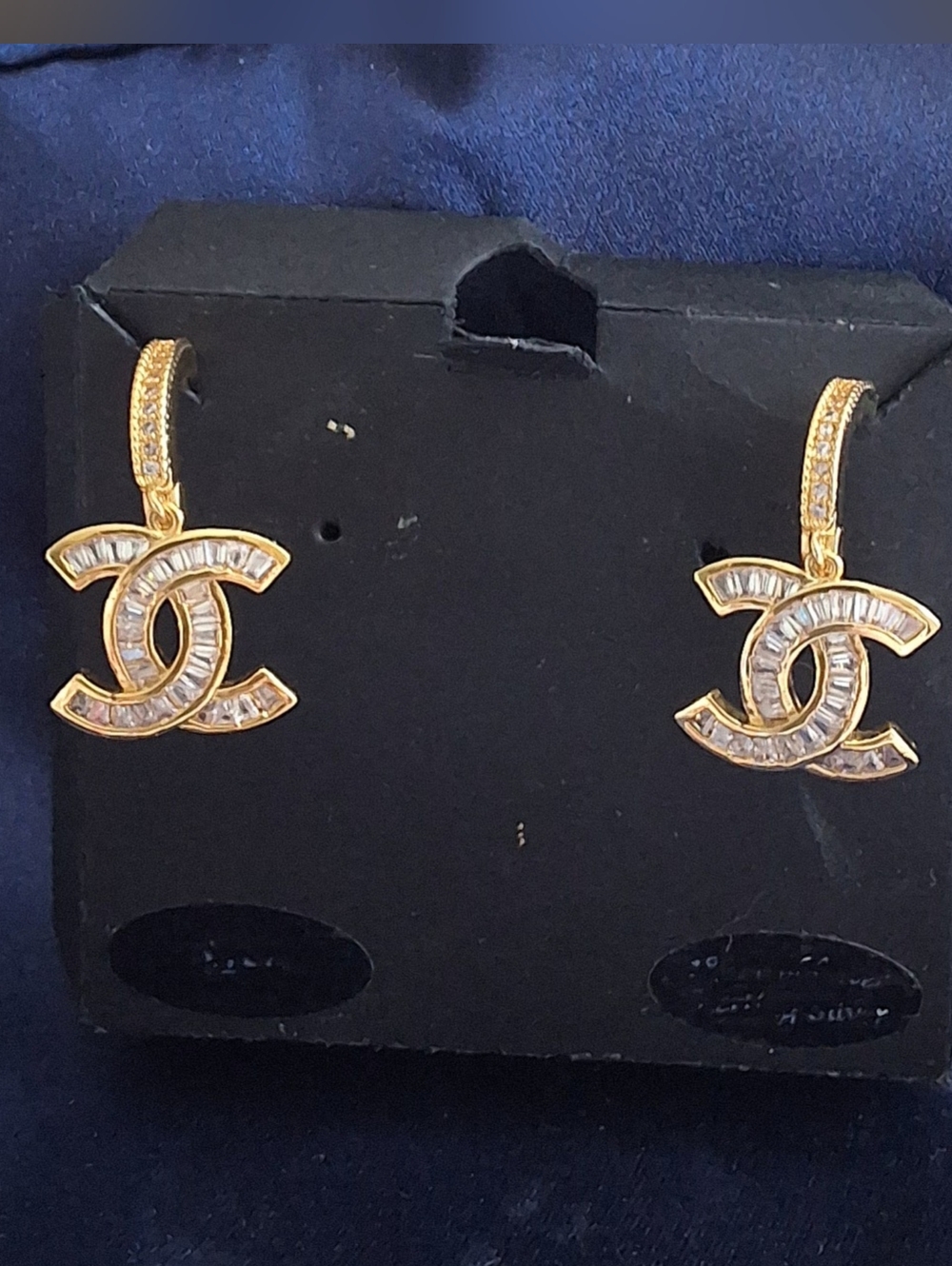 Stunning Sparkly Gold Plated Drop Earrings with CZ accents